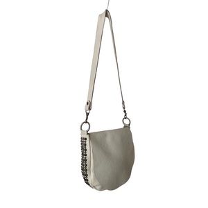 TWO BAR WEST Cream Crossbody Soft Leather Studded Purse